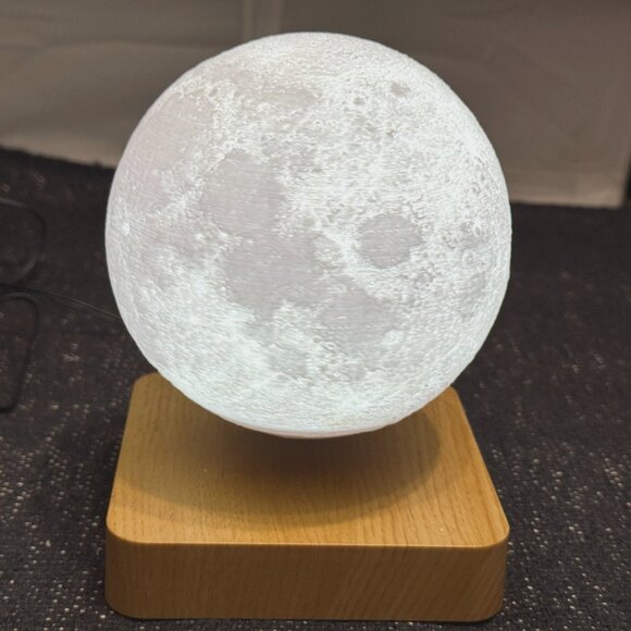 Levitating Moon Table Lamp, Magnetic Floating & Spinning Light - Picture 1 of 14